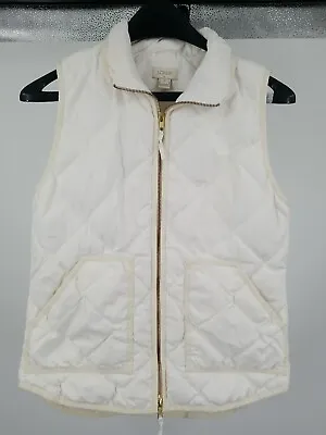 J Crew Vest Women’s Size XS Ivory Cream Puffer Full Zip Feather Down Quilted • $34.98