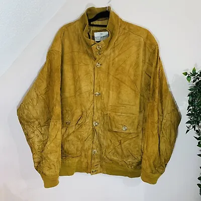 Vintage Collella & Co Light Brown / Tan Suede Leather Bomber Flying Jacket - XL • $30.77
