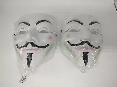 2 Pack Of V For Vendetta White Mask Fawkes Anonymous Halloween Cosplay Costume • $12.79