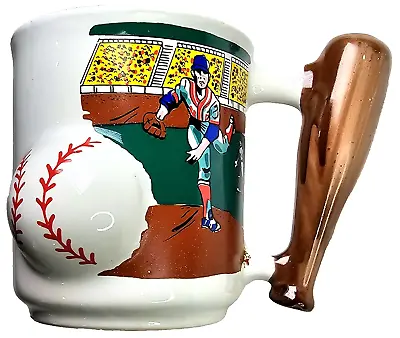 Vintage Base Ball Coffee Mug Ceramic With A Bat Handel And A 3 D Ball On Cup • $19.87