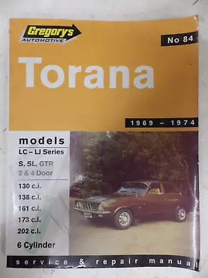 $20 • Buy Torana LC-LJ 6 Cylinder 1969 To 1974 Gregory's Manual No 84