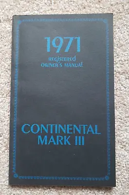 1971 Lincoln Continental Mark III Registered Owner's Manual • $22