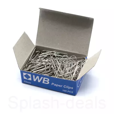 £1.99 • Buy 100 X Paper Clips Large 33mm - Polished Steel Metal Paperclips - Boxed