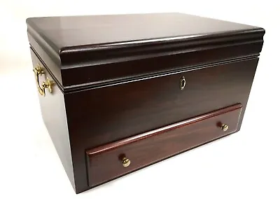 USA Eureka Reed & Barton Mahogany Wooden Silverware Storage Chest Box W/ Drawer • $125