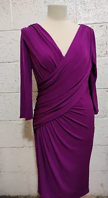 Coast Magenta Drape Front Party Cocktail Dress Size 14 New With Tags • £30