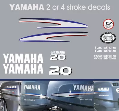 YAMAHA 20hp 2 Stroke And 4 Stroke Outboard Decals • $25.74