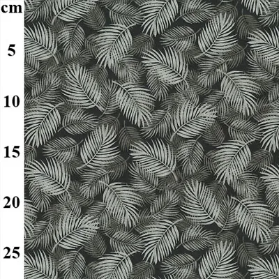 £7.99 • Buy Cotton Fabric - Feather Leaf Print On Slate Grey - Craft Fabric Material Metre