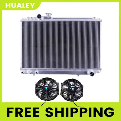 Aluminum Radiator + 2 X Fan Fit 1986-1992 Toyota Supra MK3 3.0 Turbo MT 1987 88 • $151.99