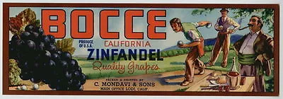 BOCCE Vintage Grape Crate Label  ***An Original Fruit Crate Label*** Wine • $7.99