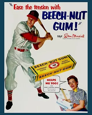 Stan Musial Beech-Nut Gum Advertisement Wall Art Poster - 8x10 Photo • $6.99