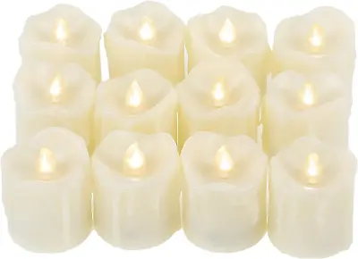 Battery Operated Flameless LED Votive Candles With Timer Drips 1.7 X2  12 Pack • $24.99