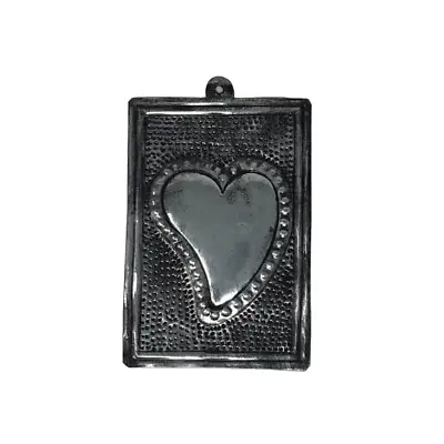 Rustic & Vintage Mexican Folk Art Tin Rectangle With Milagro Heart Unique Tin • $14.95