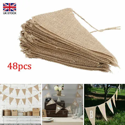 £7.99 • Buy 10 Meters Bunting Banners Hessian Wedding Party Flags Burlap Banner Decoration