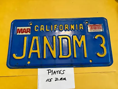 Vintage California Blue & Yellow License Plate -Personalized  JANDM 3  With Tags • $39.95