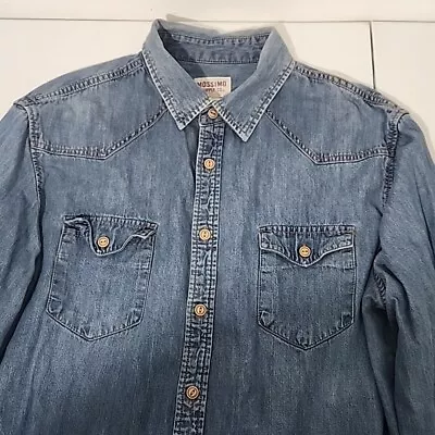 Mossimo Supply Co. Denim Shirt Mens XL Blue Button Front Long Sleeve Pockets • $18.66