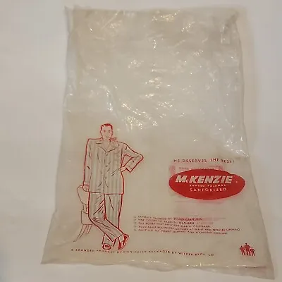 Vintage Packaging For 1950s Men's Pajamas McKenzie PJs Plastic Bag Wilker Bros • £13.88