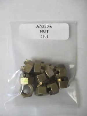 AN330-6 Nut 3/8-24 Castellated Steel Plated Castle Nut - Lot Of 10 • $5.44