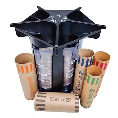 Coin Sorter Tube Coin Counter With Coin Wrappers 5-IN-1 Change Sorter Change  • $26.92