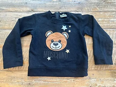 EUC Moschino Girls Bear Logo Sweater Sweatshirt Long Sleeve Black 6 Years • $39.99