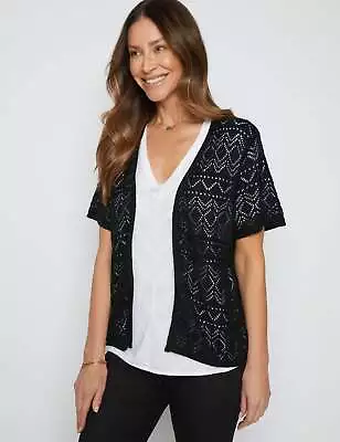 MILLERS - Womens Jumper -  Short Sleeve Pointelle Cardigan • $18.41