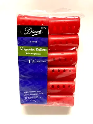 Diane 1 1/2  Red Magnetic Rollers - Pack Of 12 Hair Rollers • $2.49