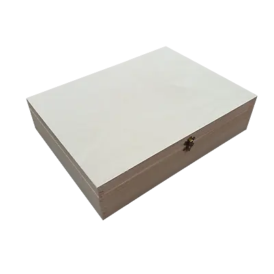 LARGE WOODEN BOX 40 X 30 X 10 Cm CLOSED WITH A LATCH  UNPAINTED • £21.99