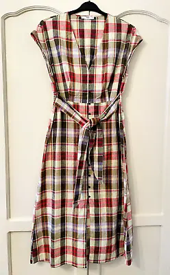 MNG Suit Mango Linen Mix Dress Check Size M BNWOT • £12.99