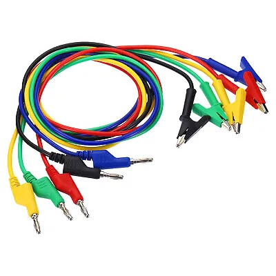 4mm Banana Plug To Alligator Clip Test Leads 5 Pcs Wire Multicolor • $30.31