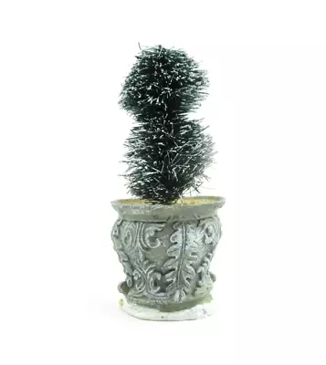 Holiday Time Christmas Village Accessory -  Two-Tier Bush With Planter & Snow • $6.95