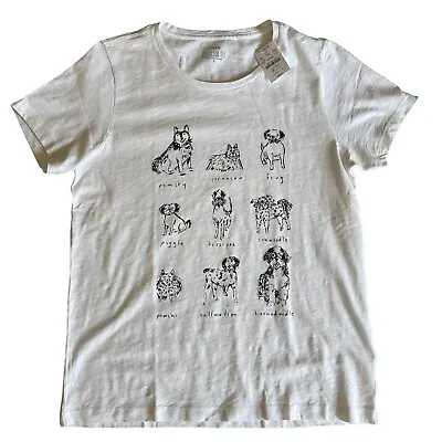 J. Crew Women’s Size XL Dogs Of The World T-shirt White With Black NWT • $27.98