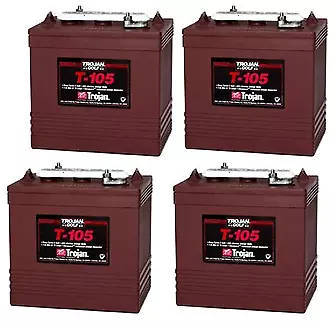 Trojan Deep Cycle T-105 Golf Buggy / Forklift 6v 225ah Batteries  Pack Of 4 . • $1499