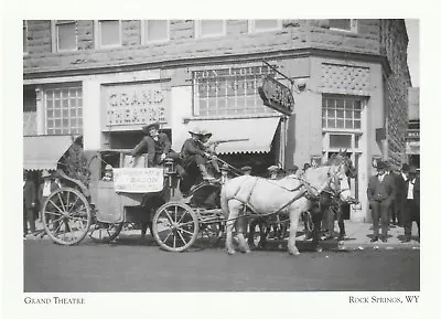 *Postcard- Horse-Drawn Coach In Front Of Grand Theatre  *Rock Springs WY (S1} • $4.25