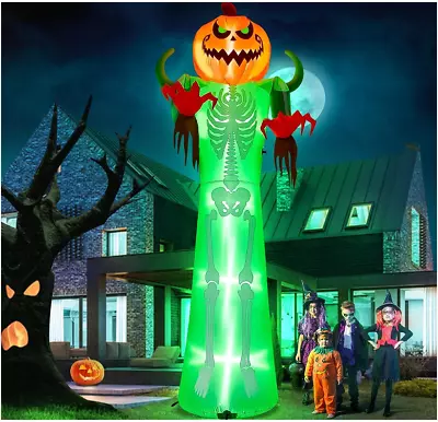 12 FT Giant Halloween Inflatables Blow Up Pumpkin Head Man Large Halloween • £119.99