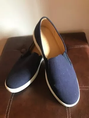 Ladies Hotter Navy Blue Canvas Deck Shoes Size 6 Excellent Condition • £3.99