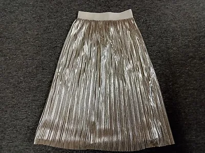 Alice Olivia Silver Shimmer Metallic Long Skirt Size US 4 UK 8 • £59.99
