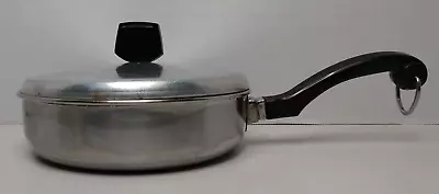 Vtg Farberware Aluminum Clad Stainless Steel Small Saute Pan W/Lid 7  Diameter • $12.99