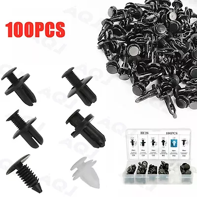 100Pc Car Bumper Trim Panel Fender Engine Push Pin Rivet Clips Parts Accessories • $13.59