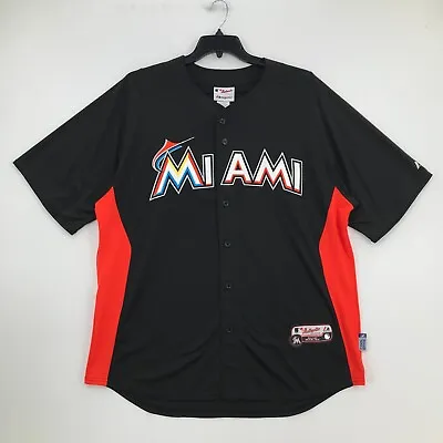 Majestic Miami Marlins MLB Shirt Mens Extra Large Black Jersey Short Sleeve Men • $66.66