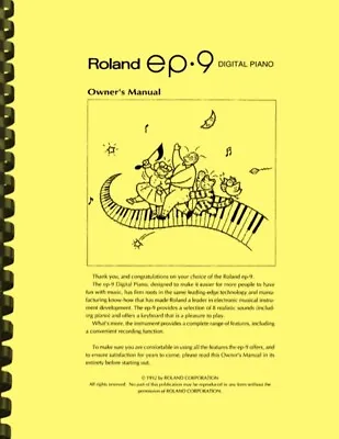$18.95 • Buy Roland EP-9 EP9 Keyboard Synthesizer OWNER'S MANUAL