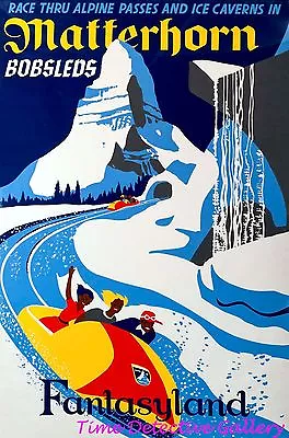 Vintage Matterhorn Bobsleds Disneyland Poster - Available In 5 Sizes • $17.50