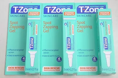 T-Zone Spot Zapping Gel AntibacterialAcne Treatment Tea Tree Witch Hazel X 3 • £12.95