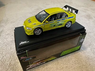 The Fast And The Furious 1:18 2002 Mitsubishi Lancer Evo VII Yellow • $185