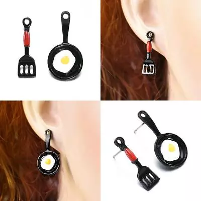 Earrings Drop Earrings Asymmetric Enamel Elegant Fried Egg Earrings Ear Stud • $6.22