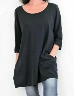 Pure Jill J. Jill Pure Jill Curved Seam Tunic Black Lagenlook  Large Tall • $29.99