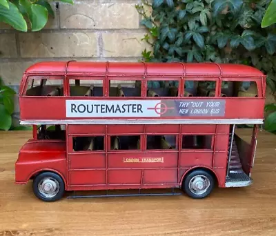 Red Routemaster London Bus Vintage Transport Tin Model • £32.99