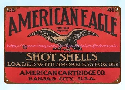 Wall Decor American Eagle 410 Ga Shot Shells Firearm Ammunition Metal Tin Sign • $18.89