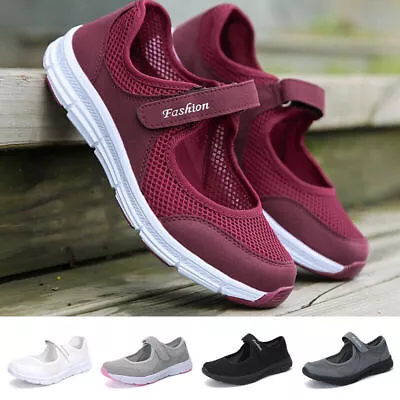 Women Mary Jane Wide Shoes Ladies Flat Sneakers Non Slip Summer Walking Sandals • £12.35
