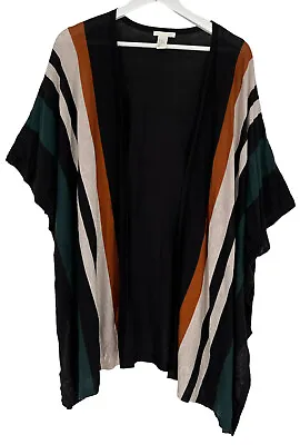 H&M Kimono Style Open Front Cardigan Size XS/S Drop Shoulder S/S Striped Casual • $18.71