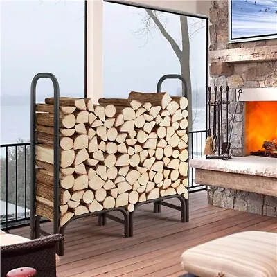 Firewood Log Rack W/ Waterproof Cover Iron Log Holder For Outdoor Indoor Patio • £21.99