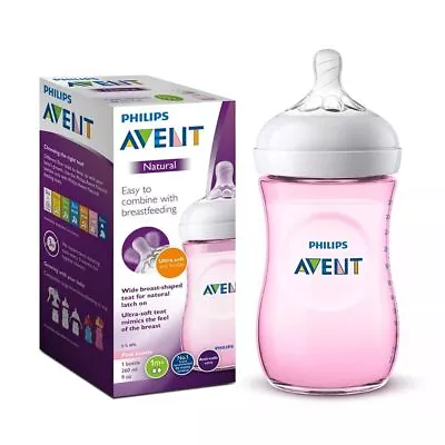 Philips Avent Natural 2. 0 Pink Feeding Bottle 260ml SCF034/10-BPA Free • $33.23